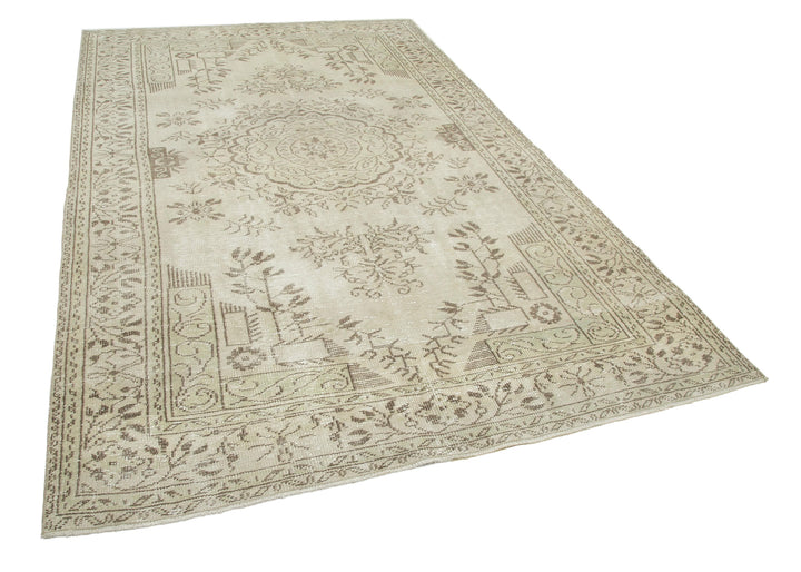 6x10 Beige Turkish Vintage Area Rug - 24951