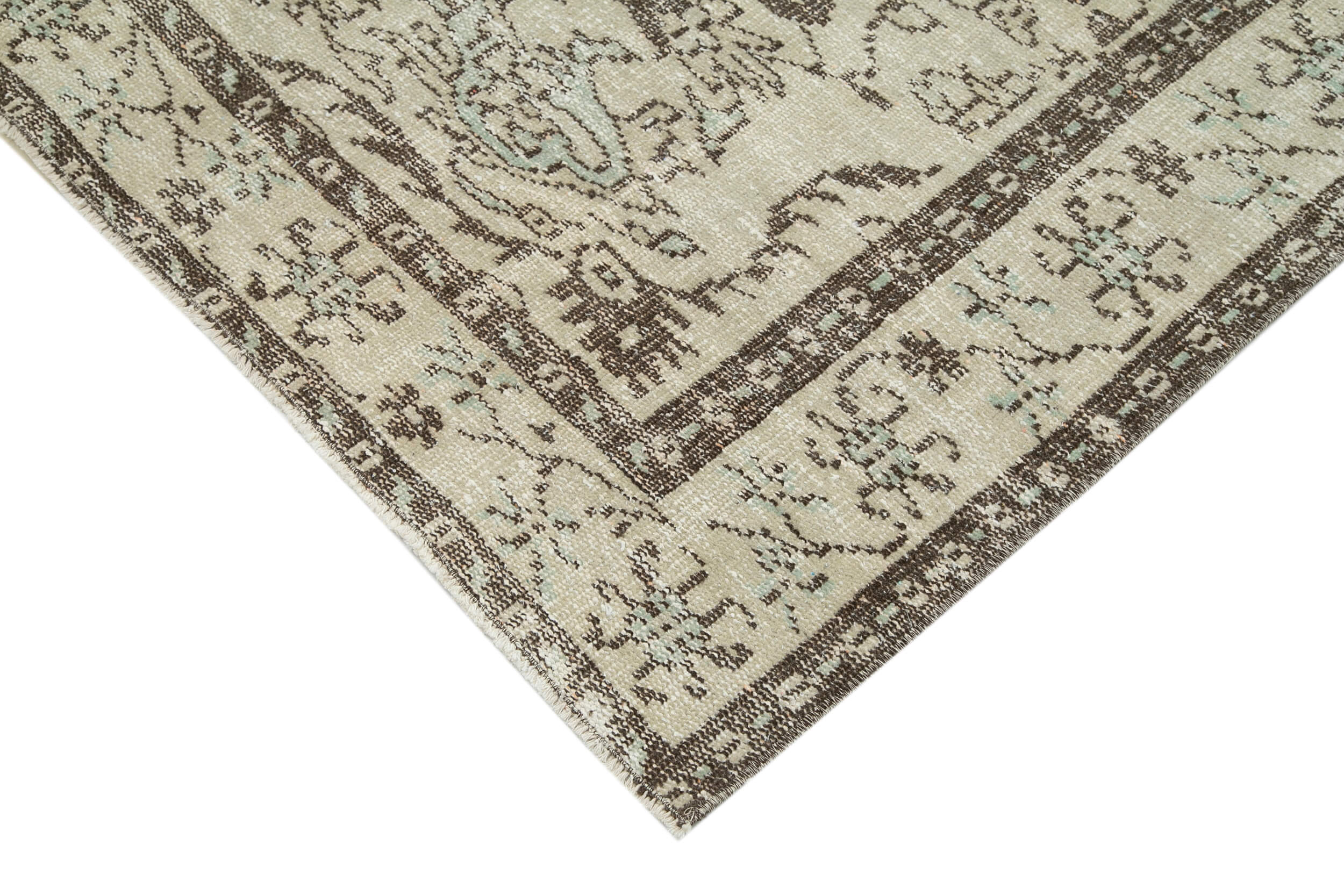 6x9 Beige Turkish Vintage Area Rug - 25009