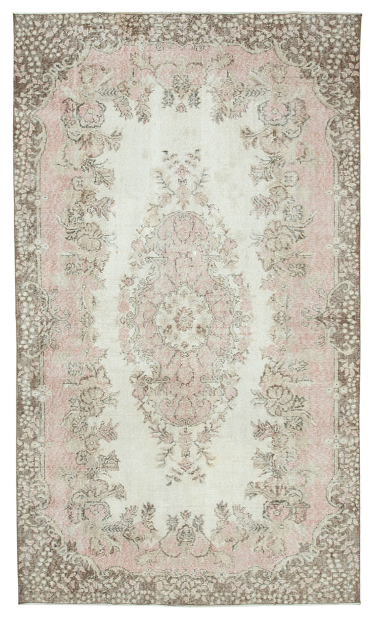 6x9 Beige Turkish Vintage Area Rug - 25025