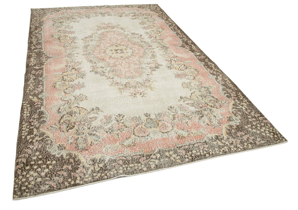 6x10 Beige Turkish Vintage Area Rug - 25049