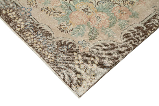 7x10 Beige Turkish Vintage Area Rug - 25059