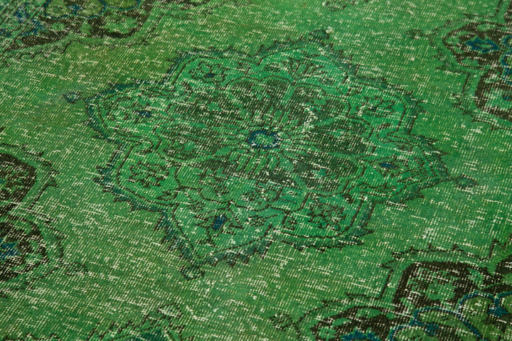 4x13 Green Turkish Over Dyed Runner Rug - 2505