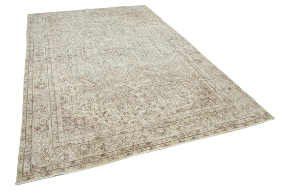 7x10 Beige Turkish Vintage Area Rug - 25154