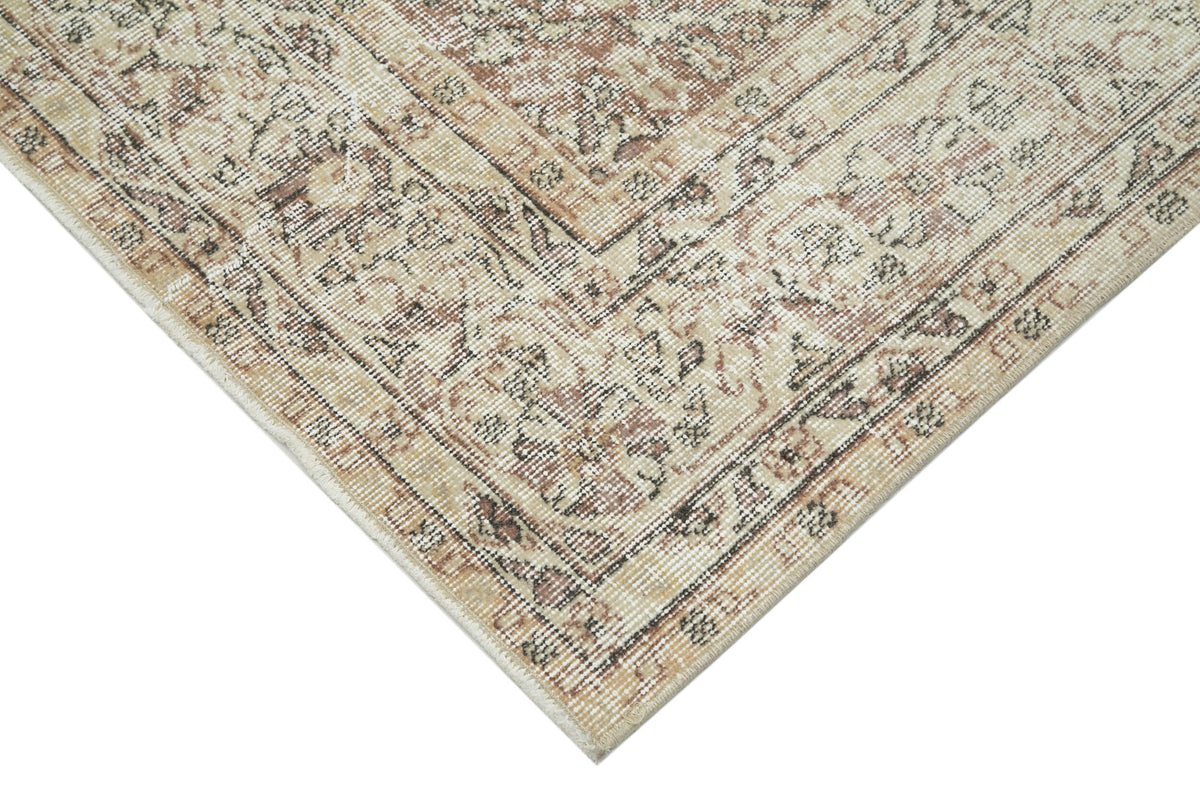7x10 Beige Turkish Vintage Area Rug - 25154
