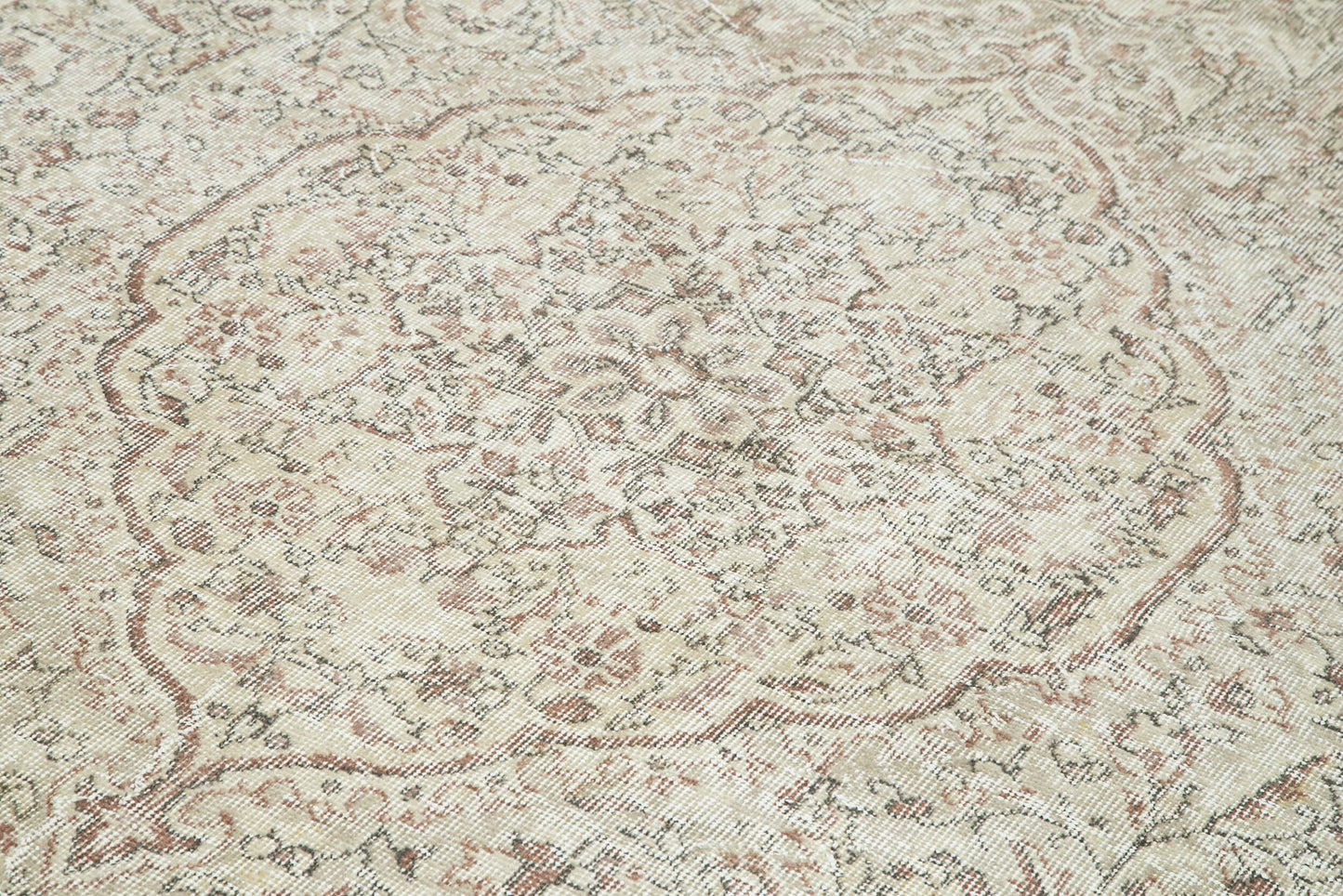 7x10 Beige Turkish Vintage Area Rug - 25154