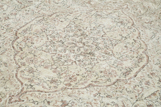 7x10 Beige Turkish Vintage Area Rug - 25154