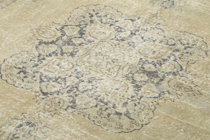 7x10 Beige Turkish Vintage Area Rug - 25188