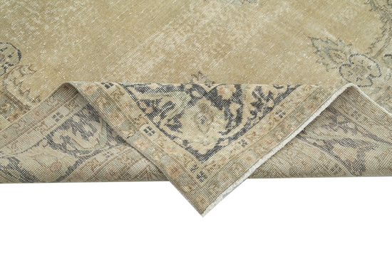 7x10 Beige Turkish Vintage Area Rug - 25188