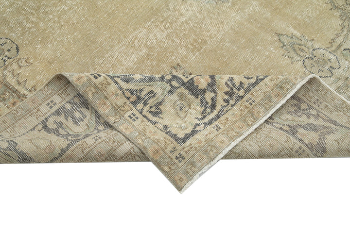7x10 Beige Turkish Vintage Area Rug - 25188
