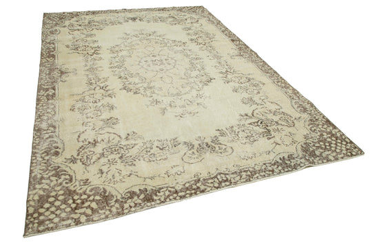 7x10 Beige Turkish Vintage Area Rug - 25194