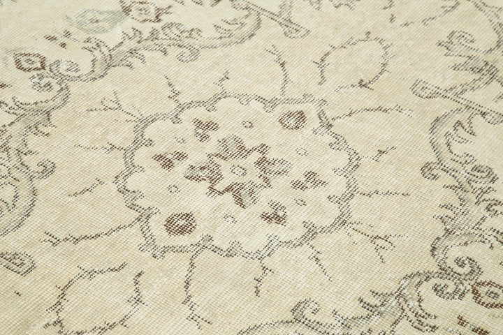 7x10 Beige Turkish Vintage Area Rug - 25194