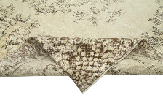 7x10 Beige Turkish Vintage Area Rug - 25194