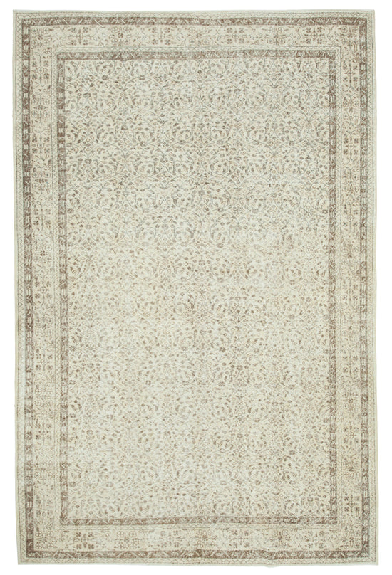 7x10 Beige Turkish Vintage Area Rug - 25198