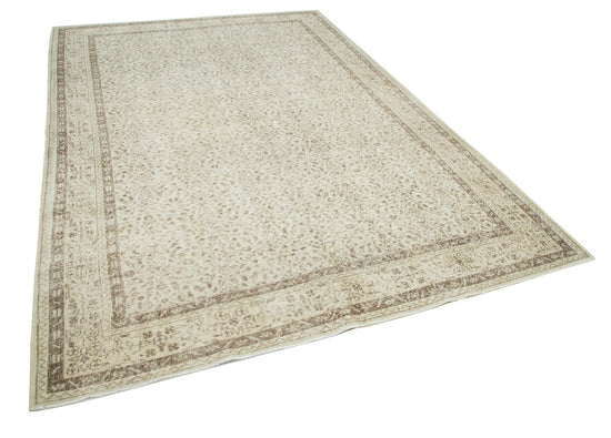 7x10 Beige Turkish Vintage Area Rug - 25198