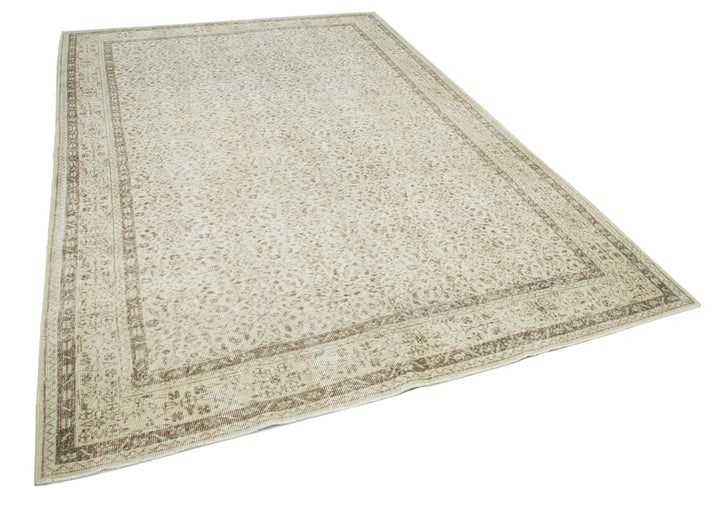 7x10 Beige Turkish Vintage Area Rug - 25198