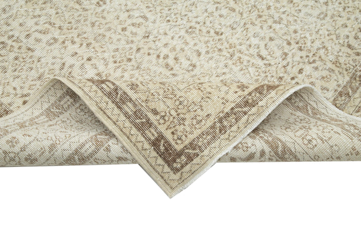 7x10 Beige Turkish Vintage Area Rug - 25198