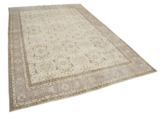 7x10 Beige Turkish Vintage Area Rug - 25199