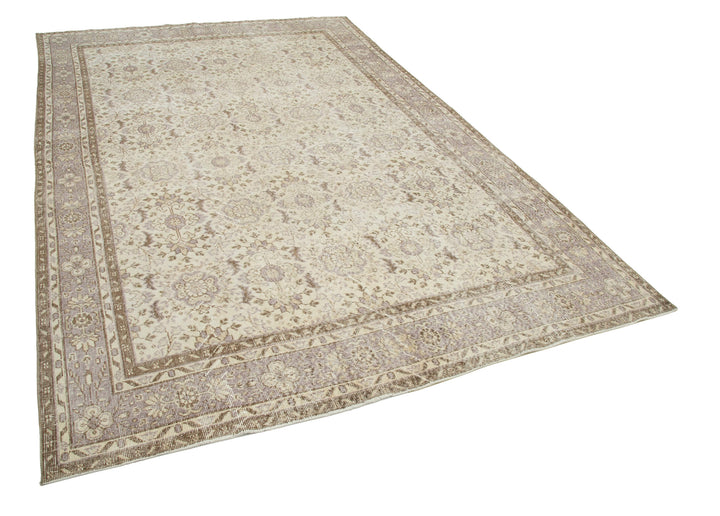 7x10 Beige Turkish Vintage Area Rug - 25199