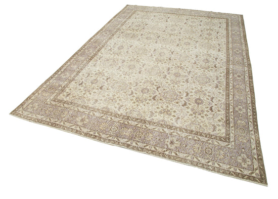 7x10 Beige Turkish Vintage Area Rug - 25199