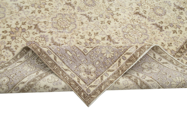 7x10 Beige Turkish Vintage Area Rug - 25199