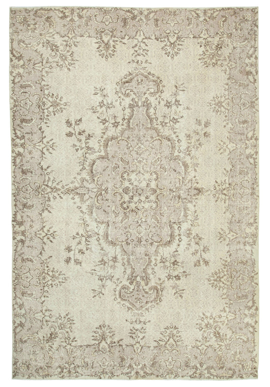 7x10 Beige Turkish Vintage Area Rug - 25227