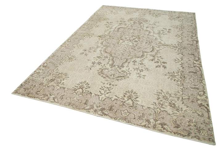 7x10 Beige Turkish Vintage Area Rug - 25227
