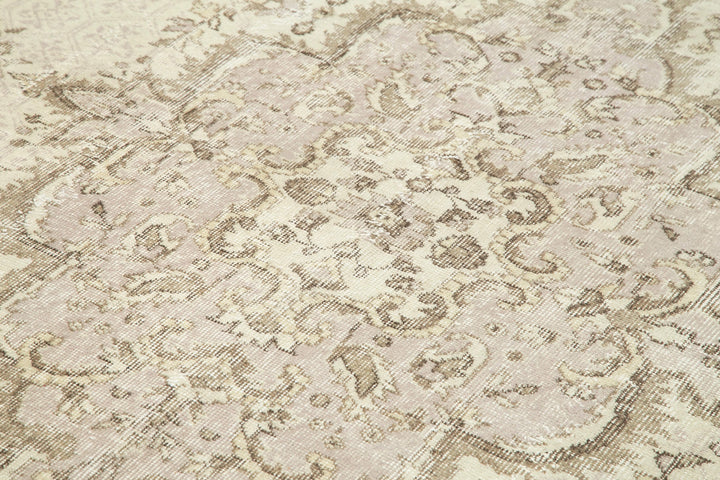 7x10 Beige Turkish Vintage Area Rug - 25227