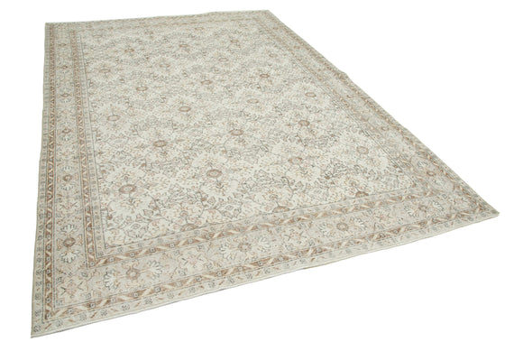 7x10 Beige Turkish Vintage Area Rug - 25268