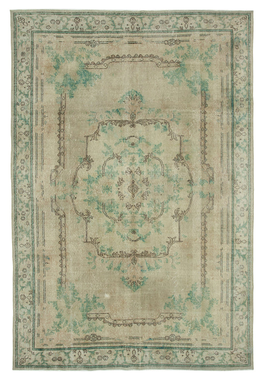 7x10 Beige Turkish Vintage Area Rug - 25273