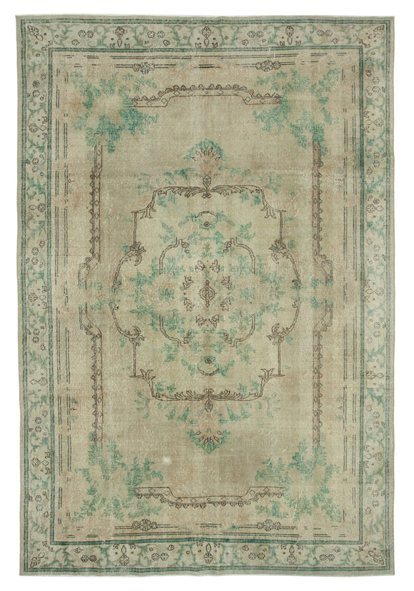 7x10 Beige Turkish Vintage Area Rug - 25273