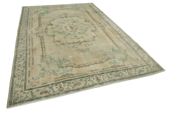 7x10 Beige Turkish Vintage Area Rug - 25273