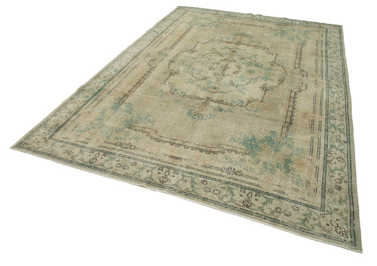 7x10 Beige Turkish Vintage Area Rug - 25273