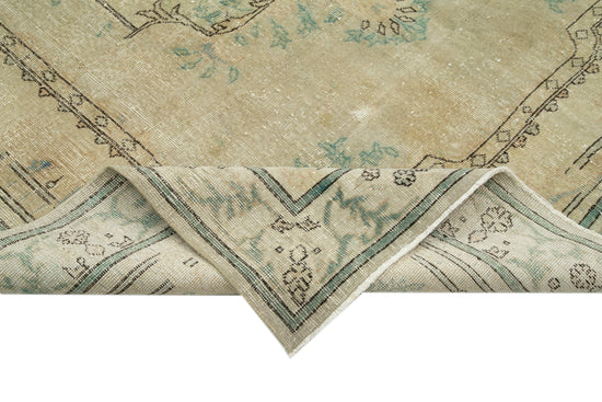 7x10 Beige Turkish Vintage Area Rug - 25273