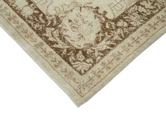 7x9 Beige Turkish Vintage Area Rug - 25297
