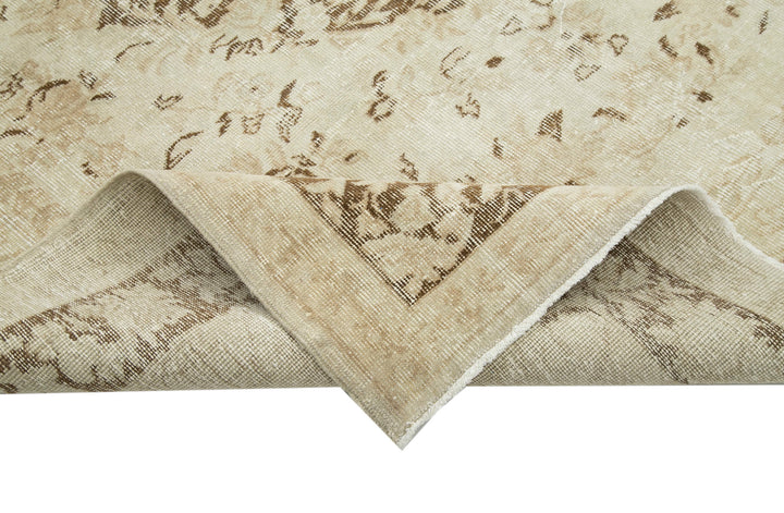 7x9 Beige Turkish Vintage Area Rug - 25297