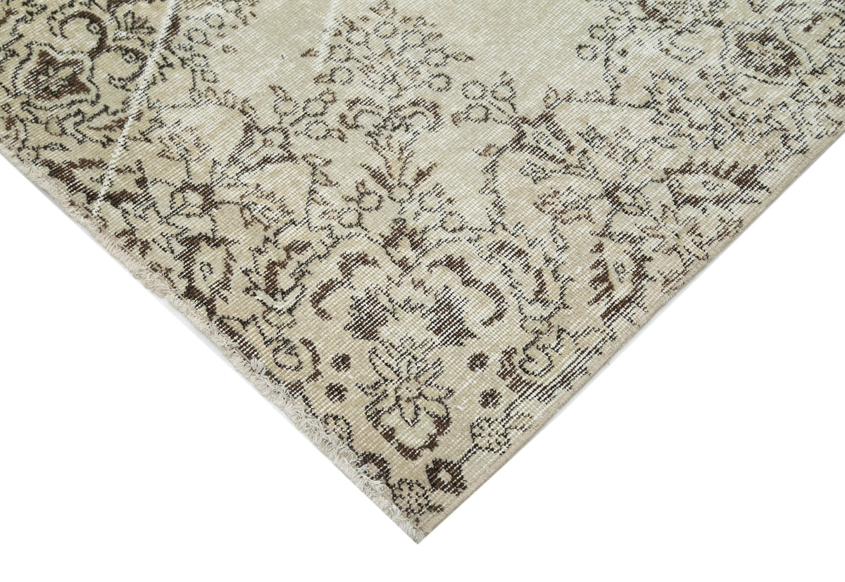 7x10 Beige Turkish Vintage Area Rug - 25312