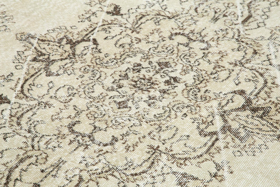 7x10 Beige Turkish Vintage Area Rug - 25312