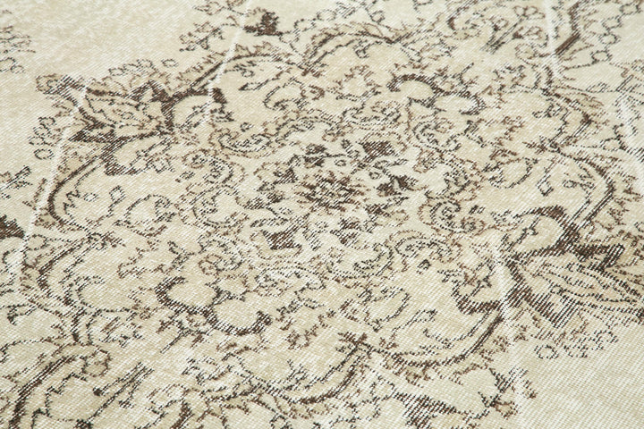 7x10 Beige Turkish Vintage Area Rug - 25312
