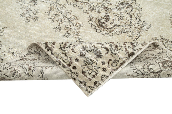 7x10 Beige Turkish Vintage Area Rug - 25312