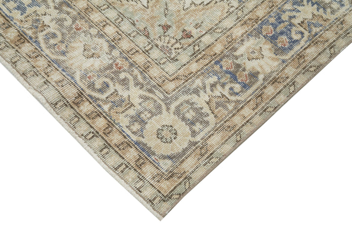 7x10 Beige Turkish Vintage Area Rug - 25362