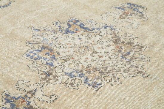 7x10 Beige Turkish Vintage Area Rug - 25362