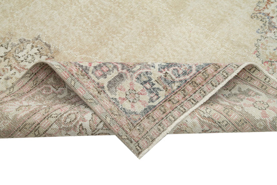 7x10 Beige Turkish Vintage Area Rug - 25362