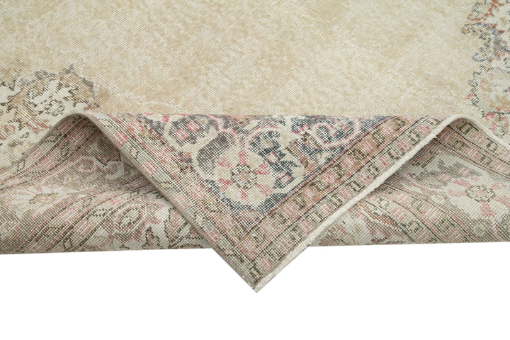 7x10 Beige Turkish Vintage Area Rug - 25362