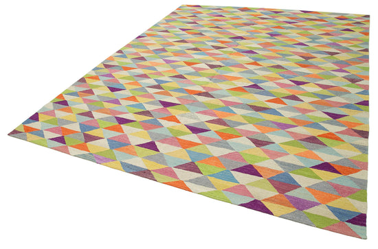 9x11 Multicolor Contemporary Area Rug - 26925