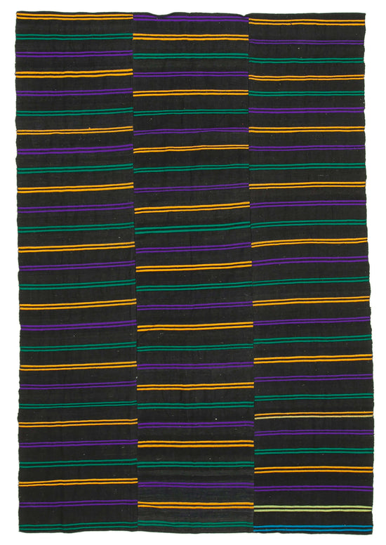 6x9 Black Vintage Kilim Rug - 28534