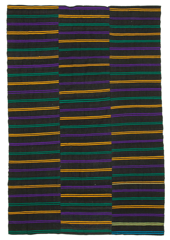 6x9 Black Vintage Kilim Rug - 28534