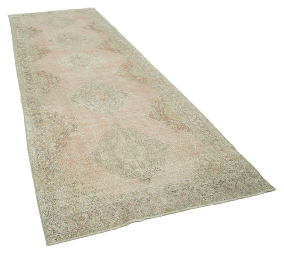4x13 Beige Turkish Vintage Runner Rug - 28676