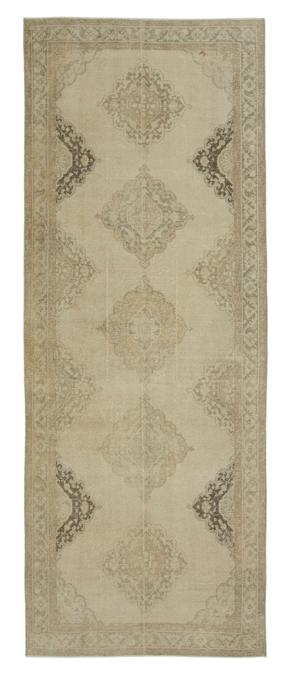 5x12 Beige Turkish Vintage Runner Rug - 28692