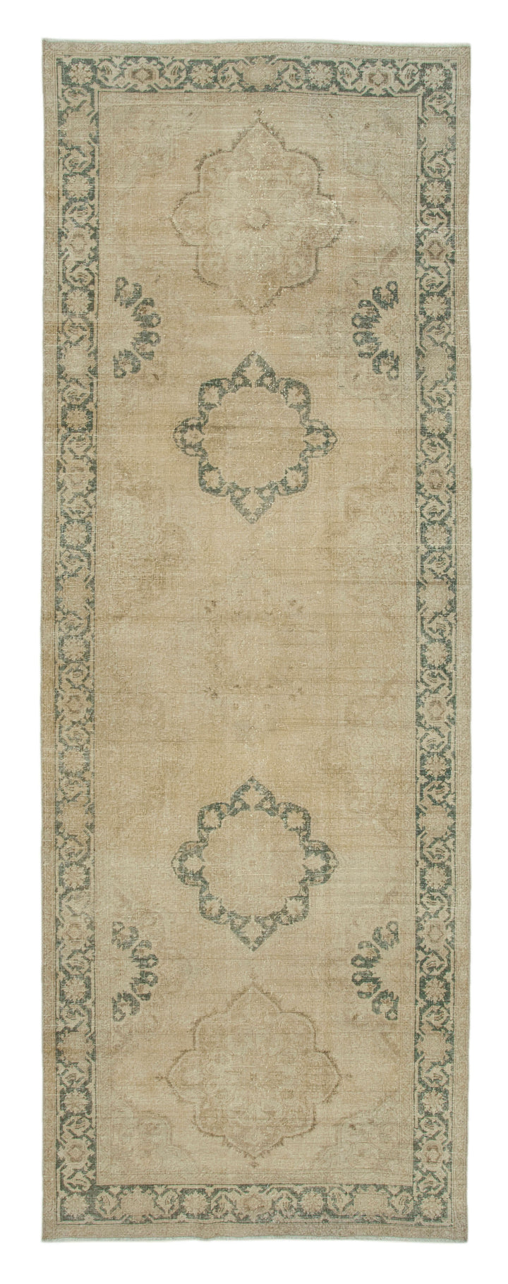 5x13 Beige Turkish Vintage Runner Rug - 28694