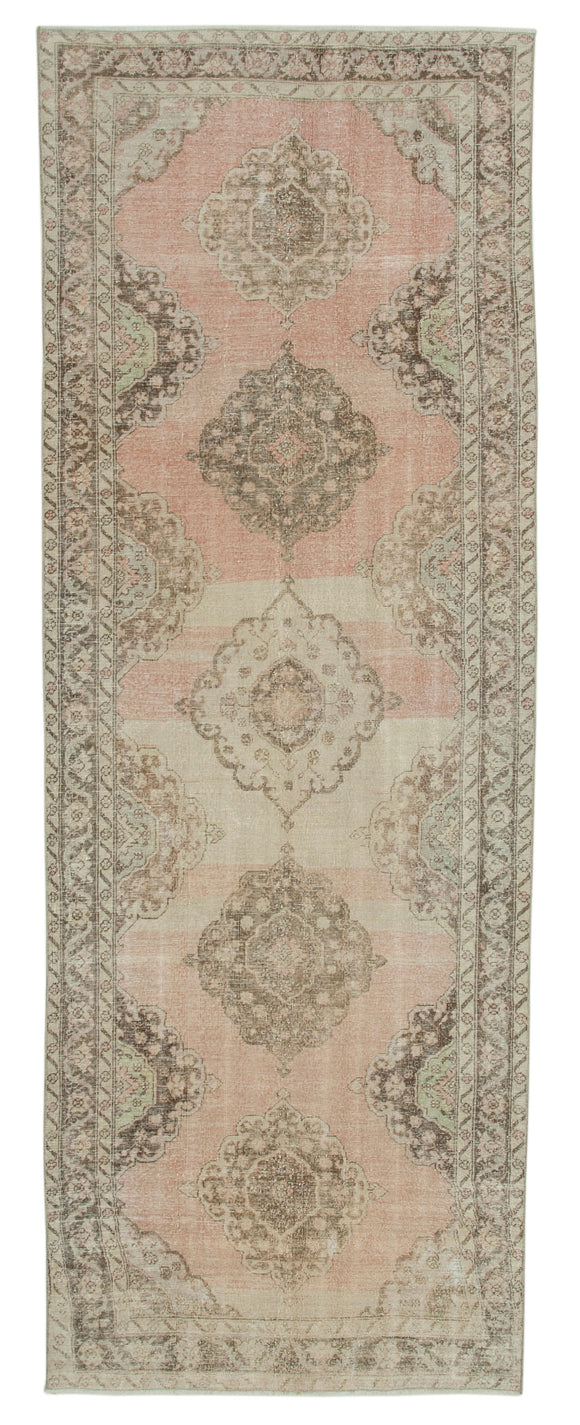 4x13 Beige Turkish Vintage Runner Rug - 28698